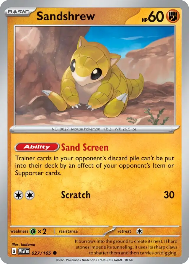 Sandshrew / Pokemon Card 151 / Scarlet & Violet / Pokemon