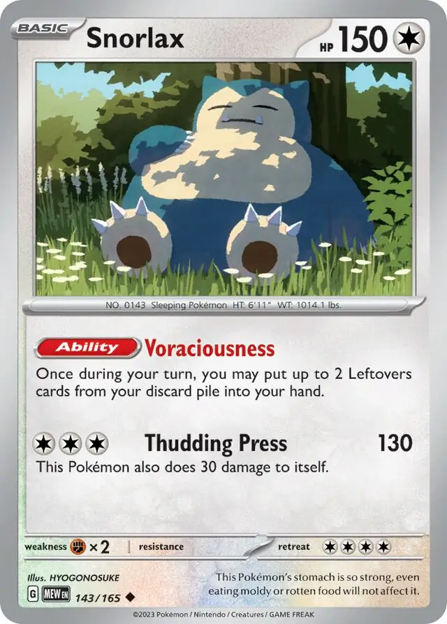 Snorlax / Pokemon Card 151 / Scarlet & Violet / Pokemon