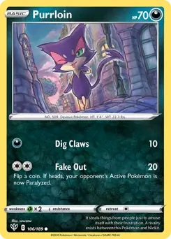 Purrloin / Darkness Ablaze / Sword & Shield / Pokemon