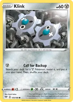 Klink / Darkness Ablaze / Sword & Shield / Pokemon