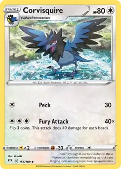 Corvisquire / Darkness Ablaze / Sword & Shield / Pokemon